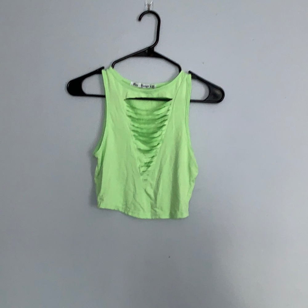 Neon green cropped tank top